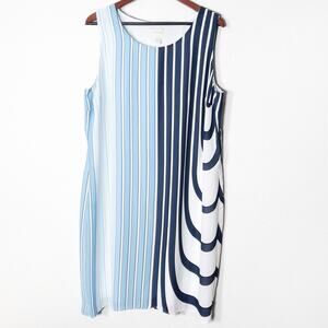 Chico's Sleeveless Dress Size 3 XL Blue Coastal Nautical Vacation Resortwear
